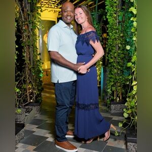 Navy Blue Lace Maxi Dress